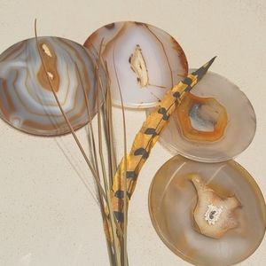 Set of 4 Perfectly Round RED RUST 🧡 Agate Coasters Slices